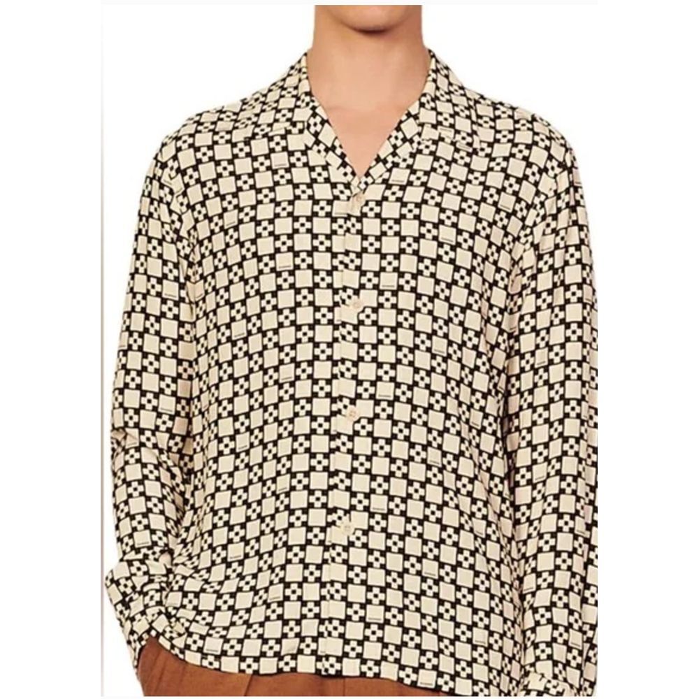 Sandro Black and Cream Casual Button Down Shirt
